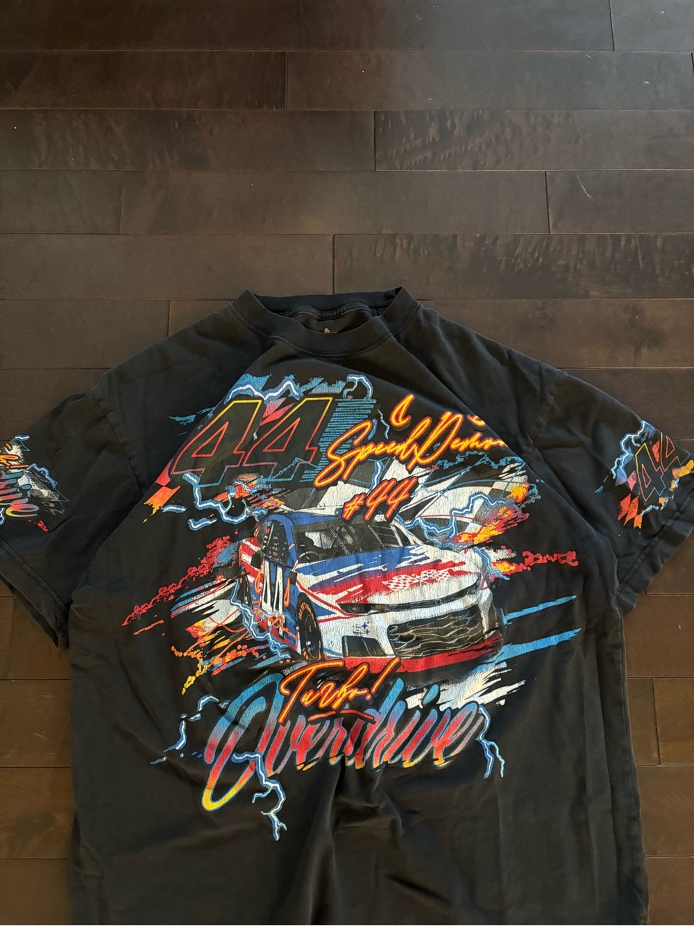 Men's Black Graphic Racing Tee with #44 Car Print